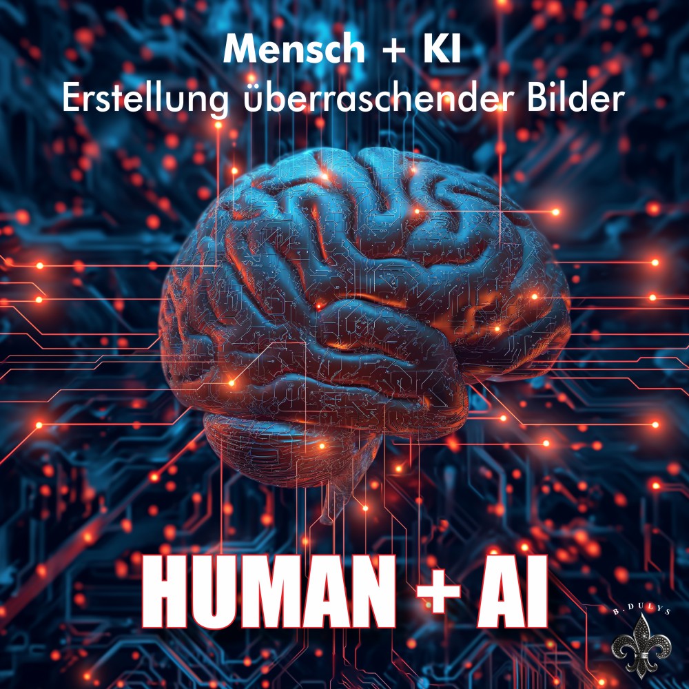 Ich kombiniere menschliche Intelligenz + KI<br>um Illustrationen oder Werbebilder zu erstellen