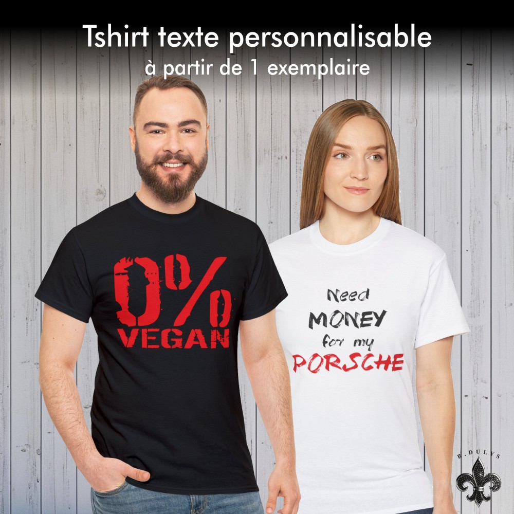 T-shirt avec texte personnalisable (minimum 1 exemplaire)