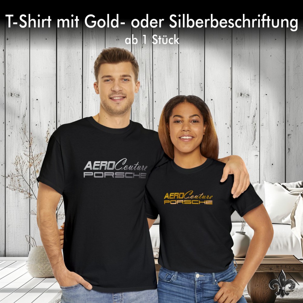 T-Shirt mit metallischem Gold- oder Silberlogo (mindestens 2 Exemplare)