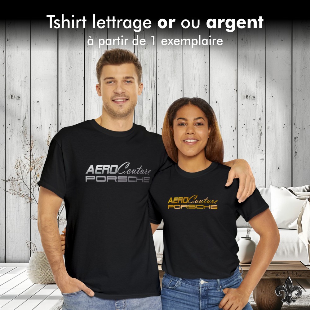 T-shirt avec logo métallique or ou argent (minimum 2 exemplaires)