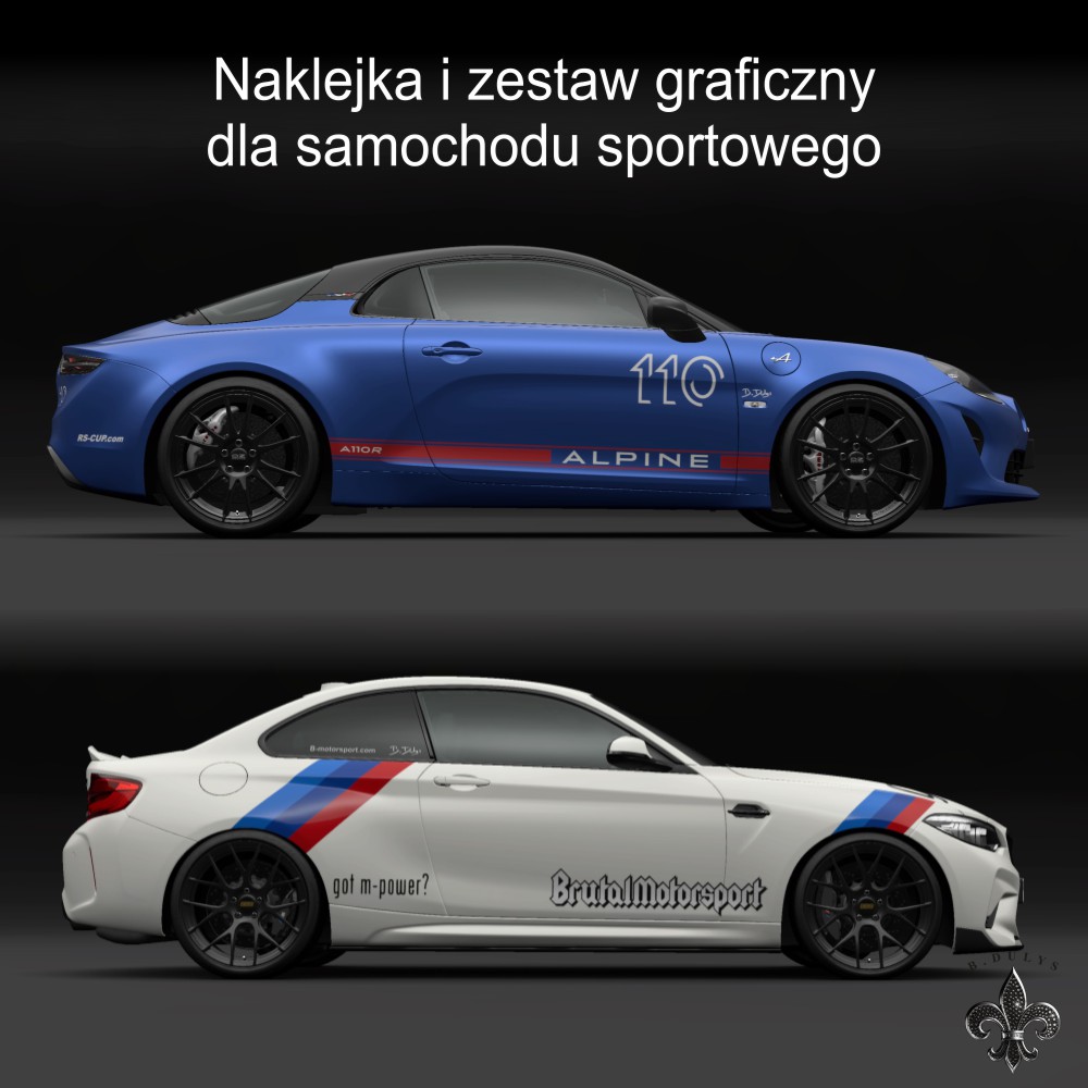 Naklejka i zestaw graficzny dla samochodu sportowego